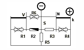 Schéma třívinuťového transformátoru - stavy